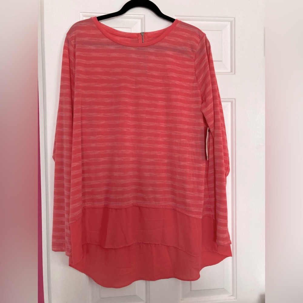 Stylus Coral Striped Top, Size XL